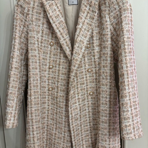 MOTF tweed coat jacket like new, pink and beige tones, size M