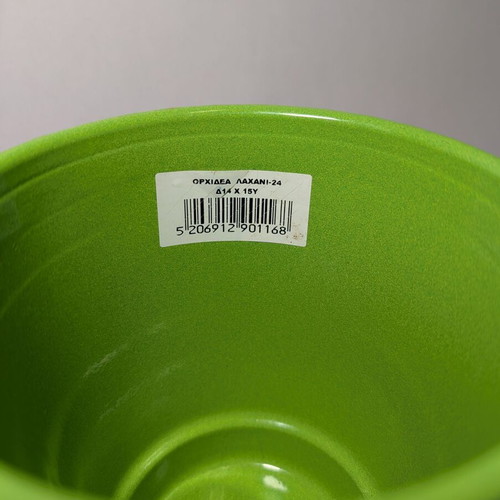Ceramic flowerpot green new 13.5x15cm