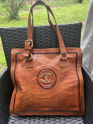 Roberto Cavalli Vintage χειροποίητη τσάντα μεταχειρισμένη, καφέ