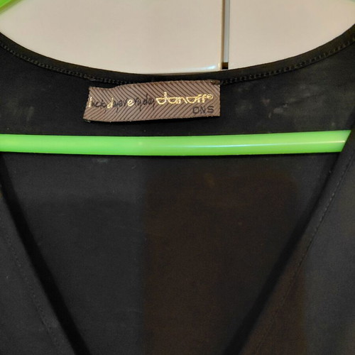 Danoff black cotton blouse with stones and satin belt