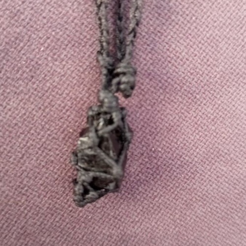 Keychain with obsidian energy crystal handmade macrame