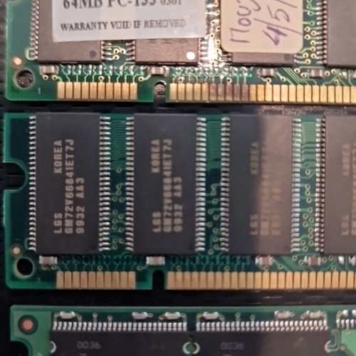 Vintage Ram 64Mb SDR SDRAM 133Mhz used, 7 pieces