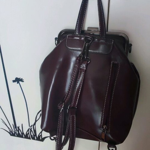 Burgundy backpack bag used, medium to small size