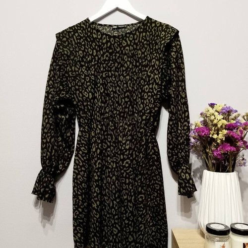 Zara mini dress green leopard like new -  5,00 - Vendora.cy