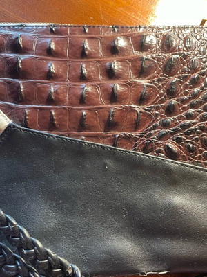 Handbag or crossbody bag used, leatherette, black and beige