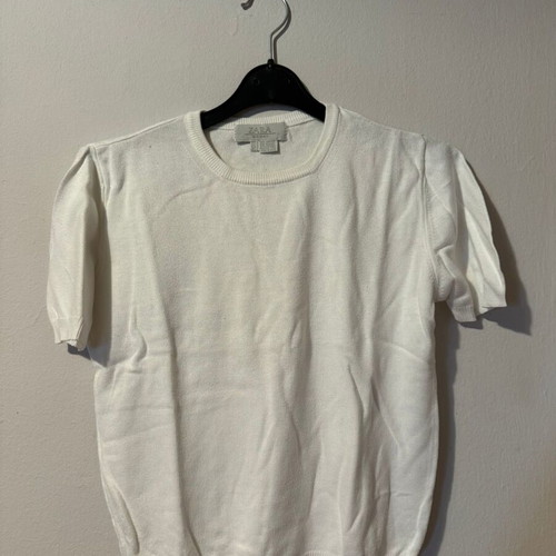 Zara plain knitted t-shirt used, size M, white