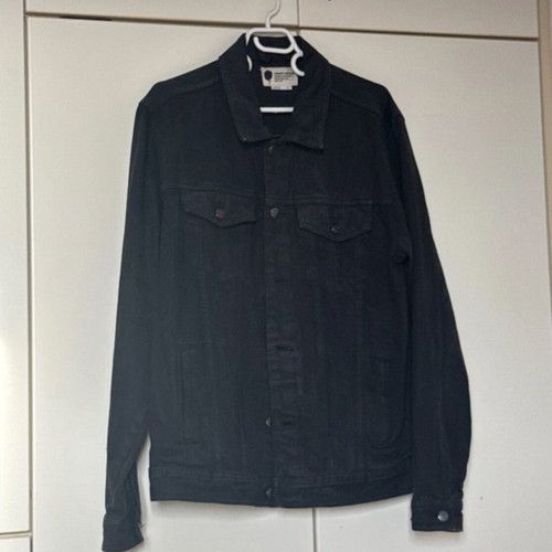 Denim jacket black washed size L like new, 100% cotton