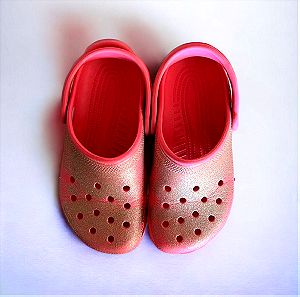 Crocs ροζ με γκλίτερ 34-35 (J3)