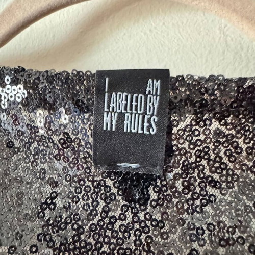 Black Sequin Top handmade in Greece, size S, like new