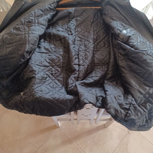 Leather men's jacket with fur collar like new, size XXL, black