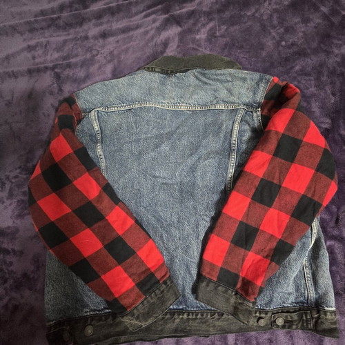 Levi's Premium Big E Type 2 Hybrid Trucker Jean Jacket Woodsman Denim size L