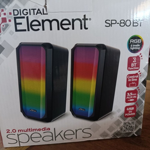 Element SP-80BT 2.0 Computer Speakers with RGB Lighting and Bluetooth, 5W
