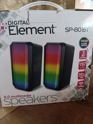 Element SP-80BT 2.0 Computer Speakers with RGB Lighting and Bluetooth, 5W