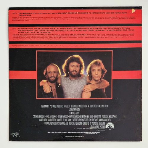 Staying Alive Original Motion Picture Soundtrack vinyl LP used, Greek pressing 1983