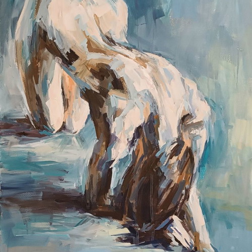 Nude II painting on paper with acrylic colors new