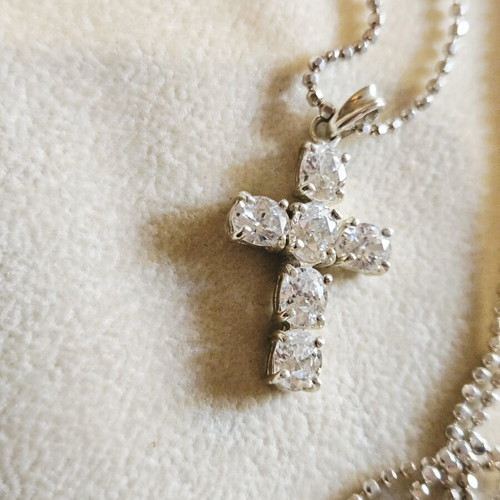 Silver cross and chain 925 used with handmade chain