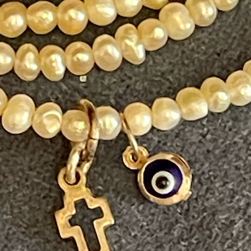 Vintage Silver Amulet Necklace with Freshwater Pearl like new