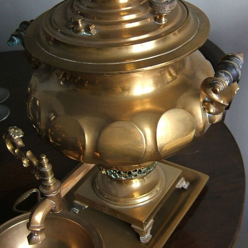 Antique Russian brass samovar 1870 used