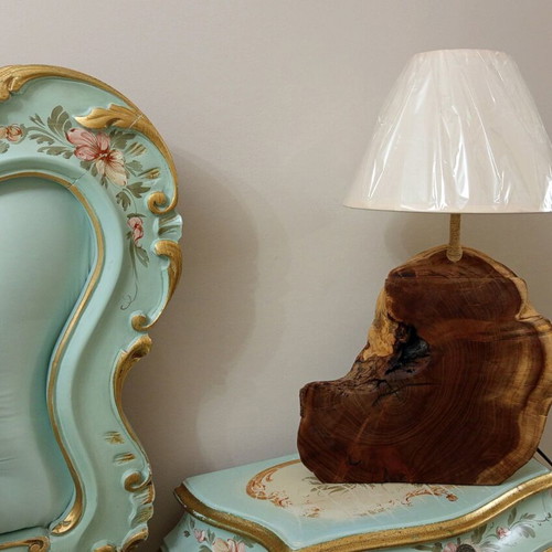 Handmade Table Lamp from Wild Mulberry Wood like new
