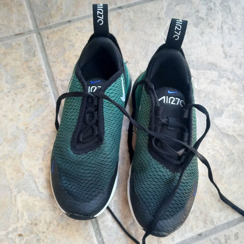 Nike kids athletic shoes like new, size 29.5, black and green