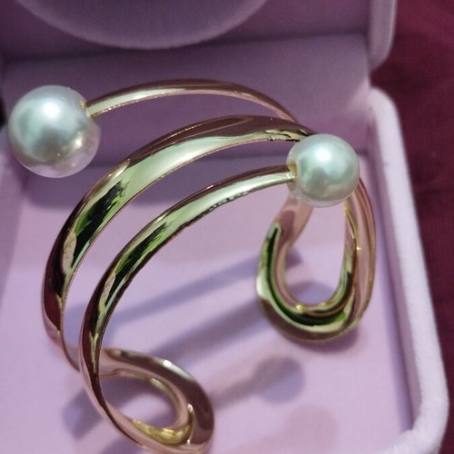 Adjustable steel bracelet with pearls new