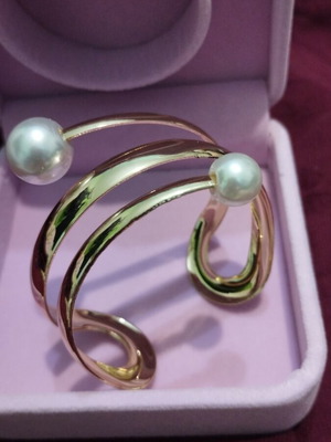 Adjustable steel bracelet with pearls new