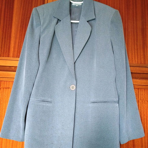 Suit soft gray with wide-leg pants, like new, size 46-48