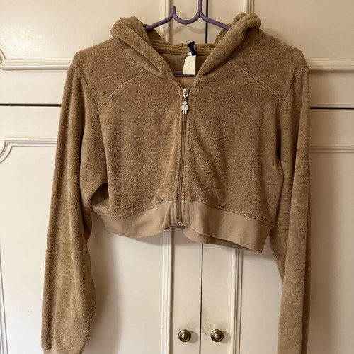 My Moo Beige Women's Crop Zip-Up Sweatshirt used, XL