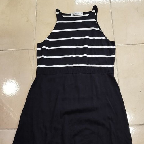 Zara knitted dress striped black and white like new, size M