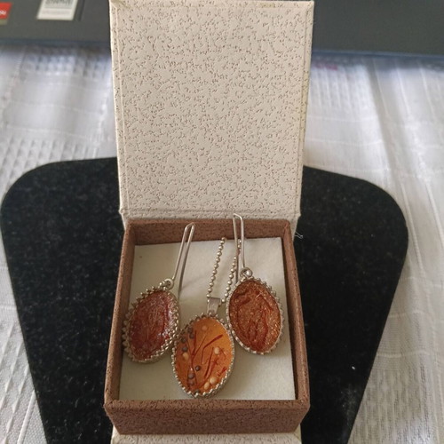 Silver jewelry set with necklace and earrings