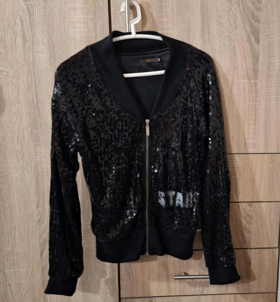 F&2 Μαύρο Bomber Jacket με παγιέτες