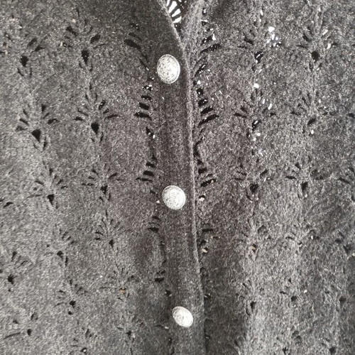 Vintage black knitted cardigan with silver thread and metal buttons size M like new
