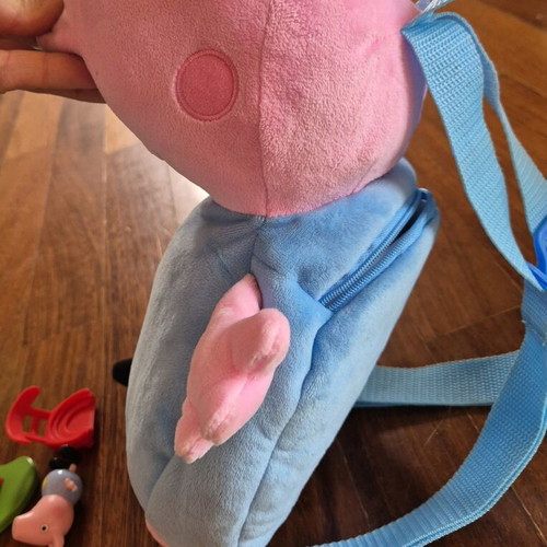 Peppa the Pig toys used with caravan, wooden house and George bag