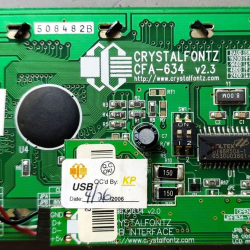 Crystalfontz CFA-634 20x4 Serial Character LCD used with USB interface