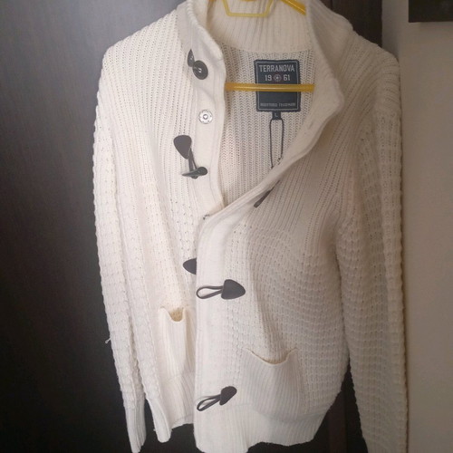 Cardigan new white and brown, size L