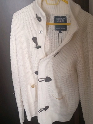 Cardigan new white and brown, size L