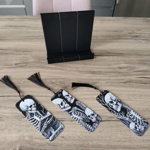 Set of 3 handmade bookmarks with skeletons, new