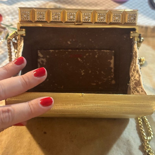 Rodo vintage bag used, gold with decorative stones