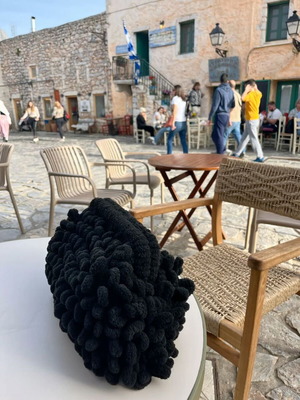 Puffy χειρός τσάντα μαύρη με matchy-matchy scrunchie, καινούργια