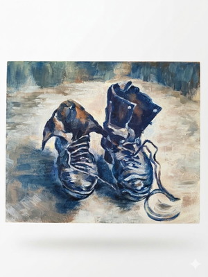 Oil painting inspired by Van Gogh's Old Shoes 30x25 cm new
