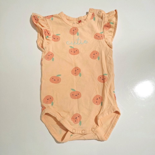 Mangoon baby bodysuit 3-6 months 68cm like new, orange with oranges and frills
