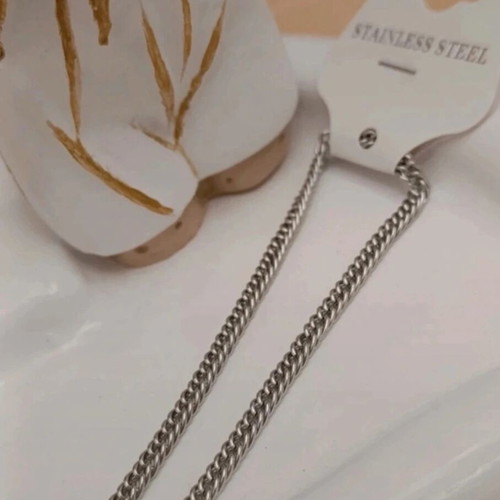 Steel necklace chain new, silver, 55 cm