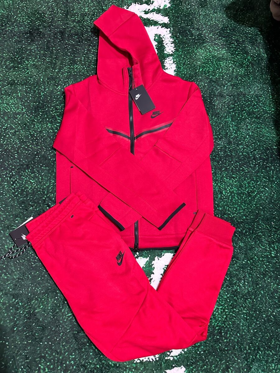 red nike tech fleece tracksuit womens