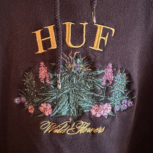 HUF Wild Flowers hoodie, large, gray