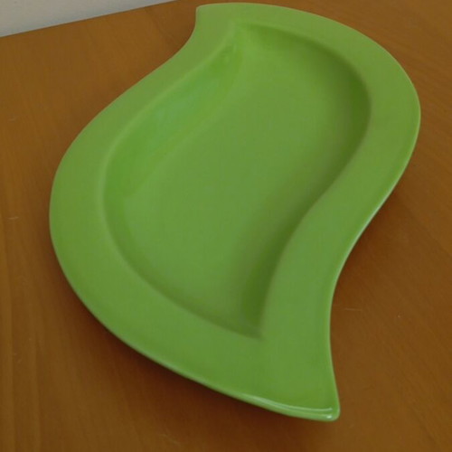 Porcelain green Happy bowl in leaf shape