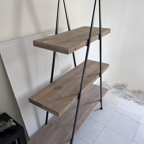 Bookshelf industrial style 3-tier A-frame ladder used