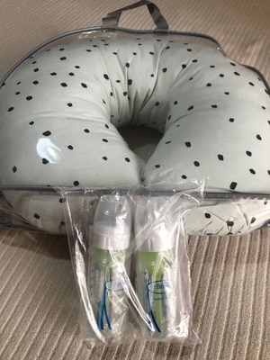 Kikka Boo Nursing Pillow and Dr. Brown's Options+ Anti-Colic Bottles like new