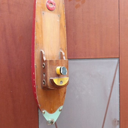 Wooden Hermes Boat used, Greek made 1966, 40 cm