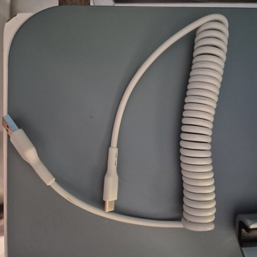USB Type C to USB A spiral charging cable, 2m