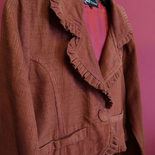 Corduroy cropped jacket terracotta S/M in excellent condition